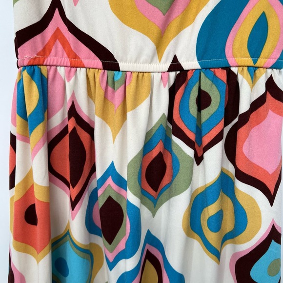 Judith March Cowl Neck Racerback Retro Pattern Dress Women's Size S Multicolor - Picture 5 of 7